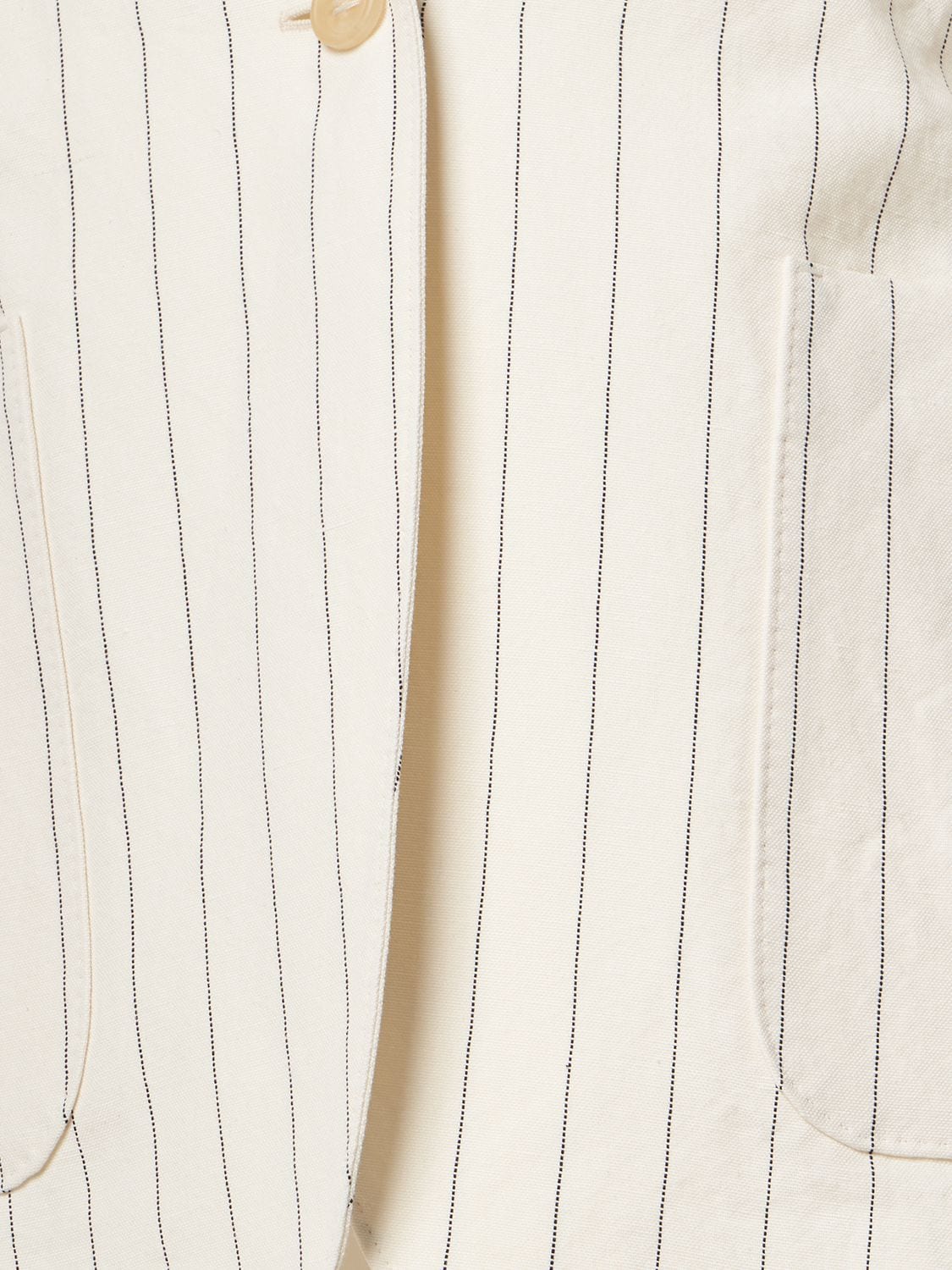 Shop Max Mara Cotton & Linen Pinstriped Jacket In Ivory,black