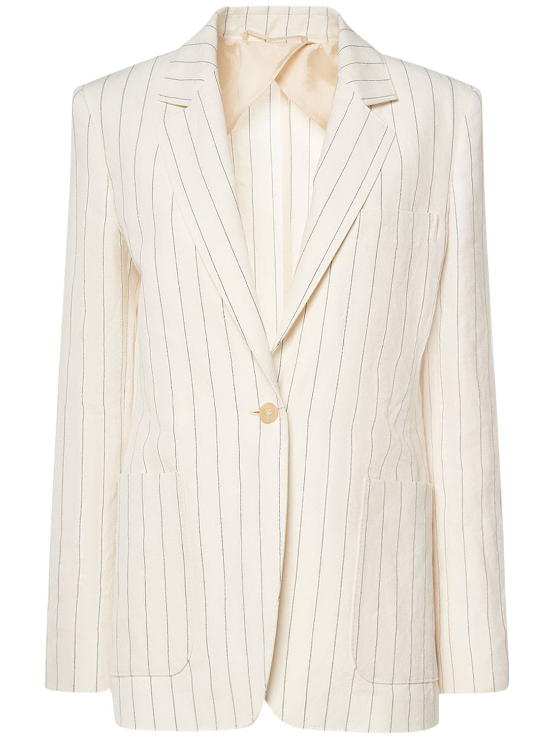 Image of Cotton & Linen Pinstriped Jacket