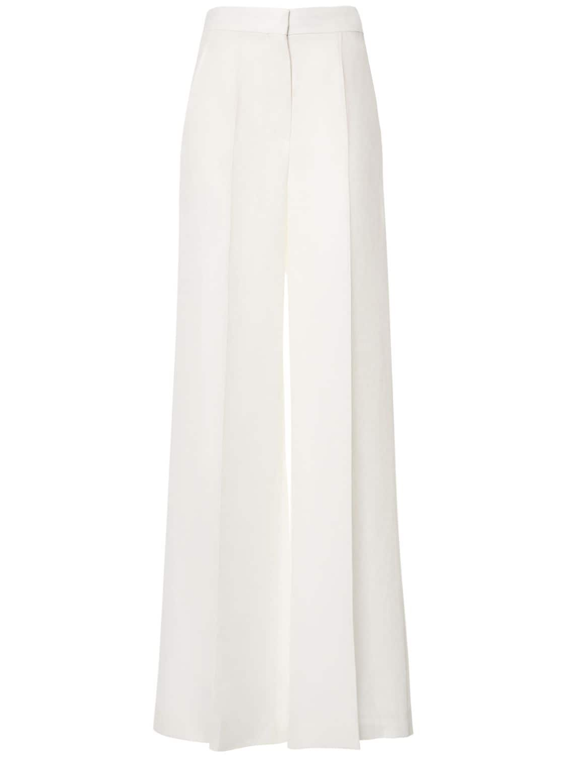 Shop Max Mara Linen Wide Pants In White