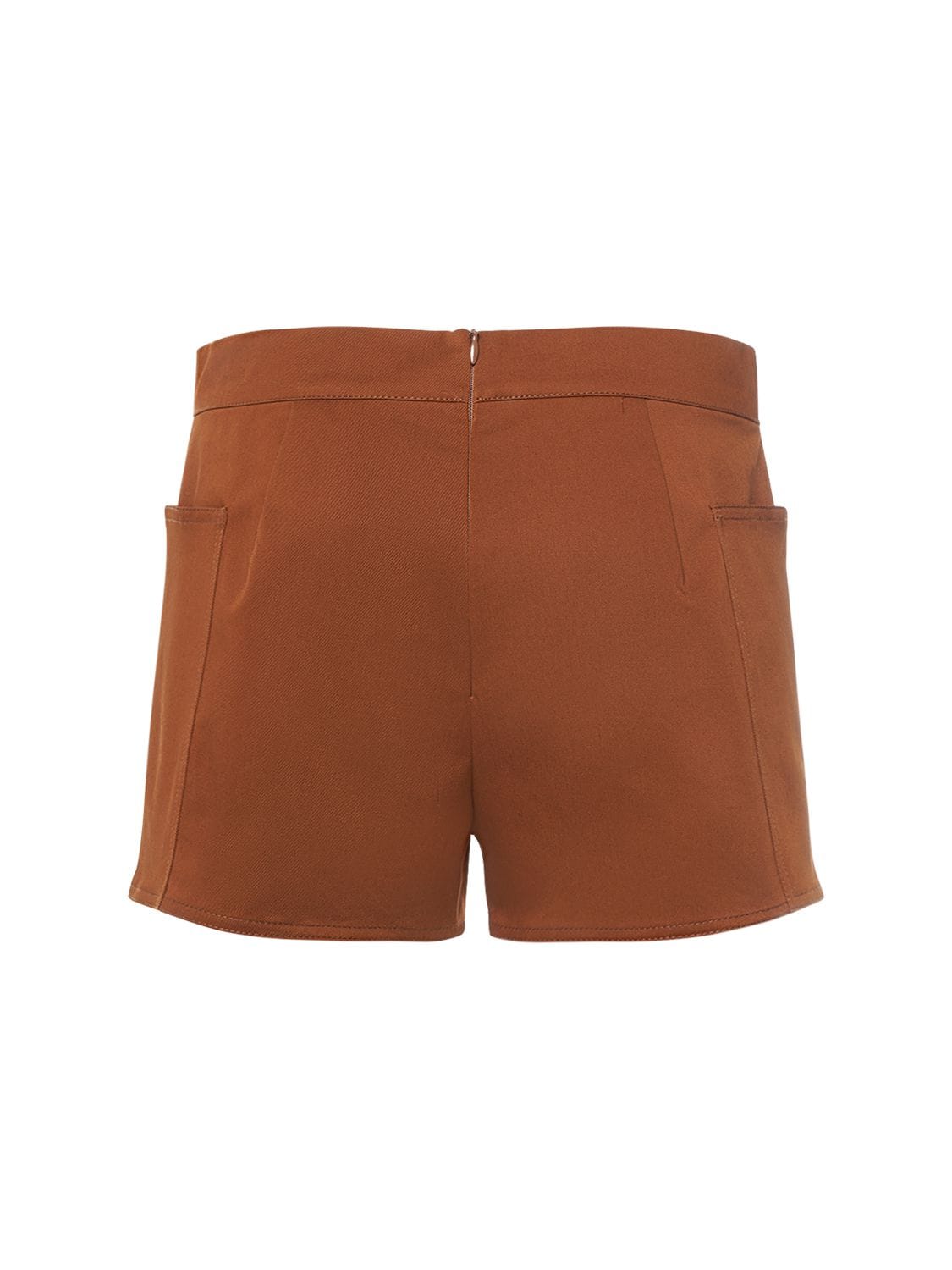 Shop Max Mara Cotton Twill Mini Shorts In Dark Brown