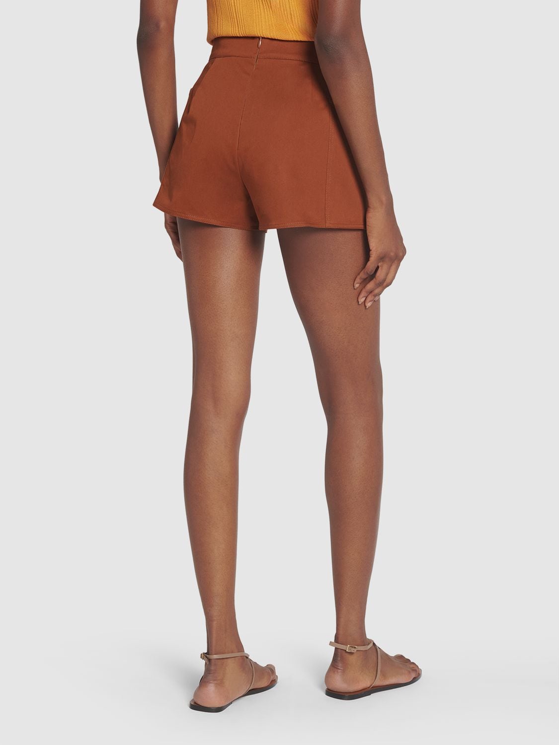 Shop Max Mara Cotton Twill Mini Shorts In Dark Brown