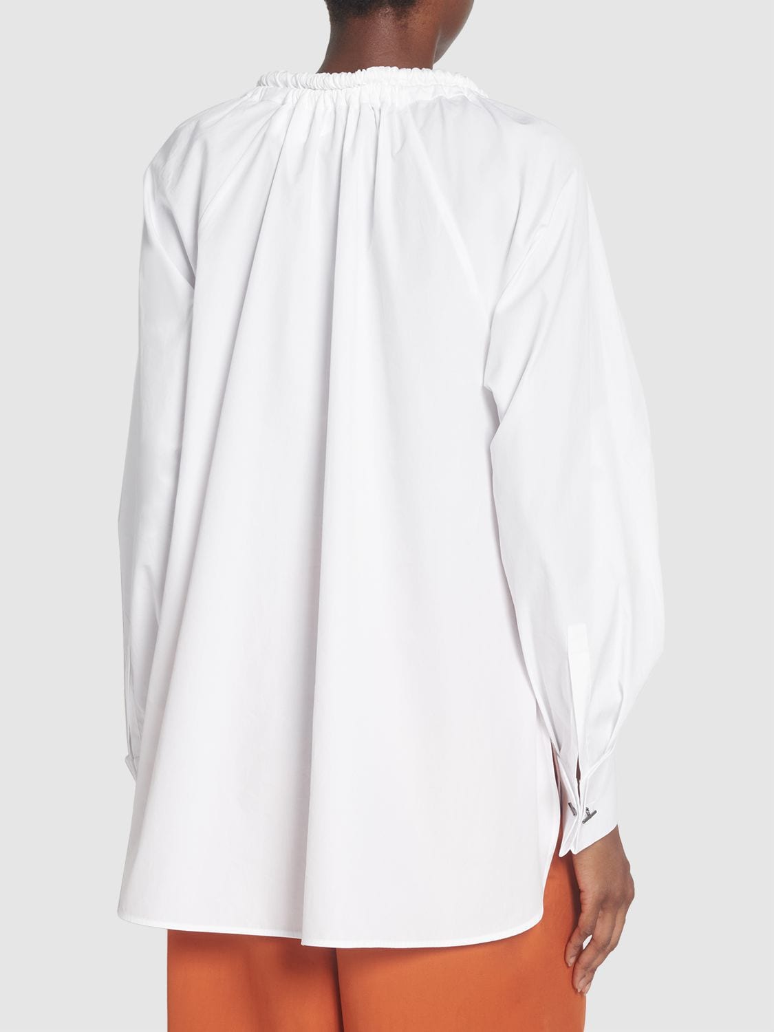 Shop Max Mara Cotton Poplin Lace-up Shirt In White