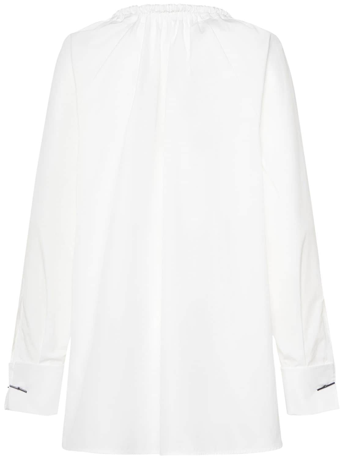 Shop Max Mara Cotton Poplin Lace-up Shirt In White