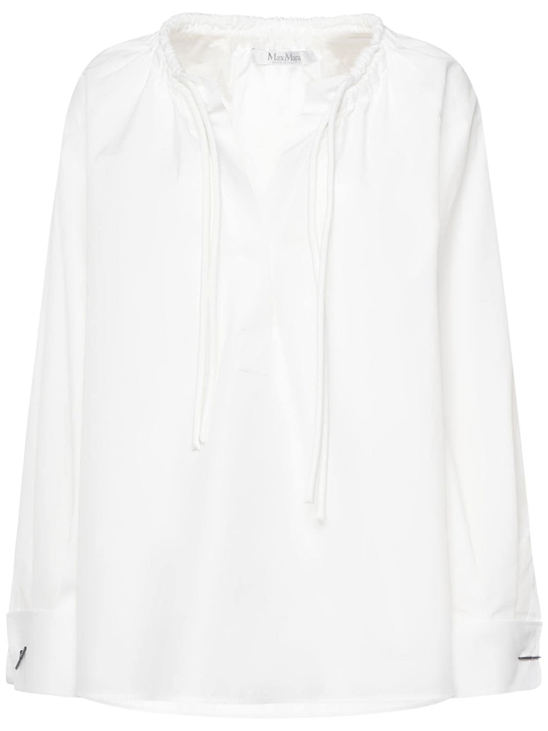Max Mara Cotton Poplin Lace-up Shirt In White