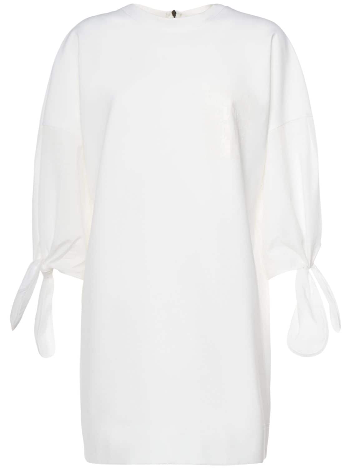 Max Mara Cotton Poplin Lace-up Mini Dress In White