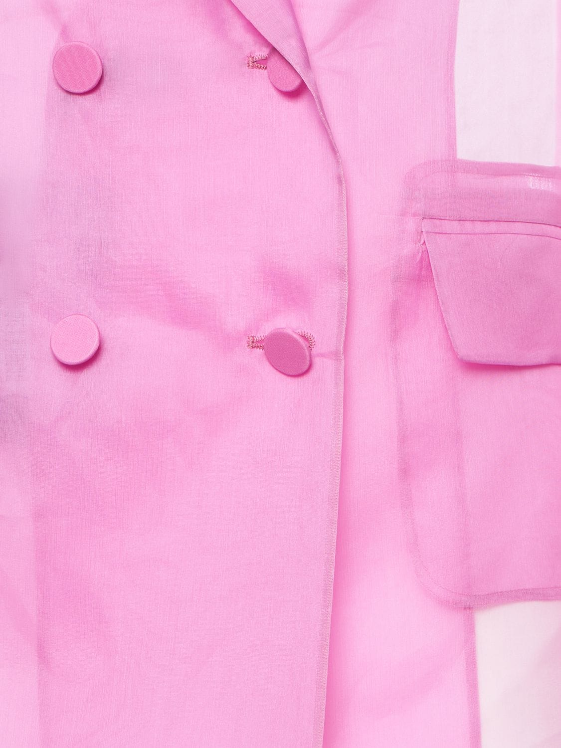 Shop Max Mara Negrar Silk Organza Double Breast Jacket In Fuchsia