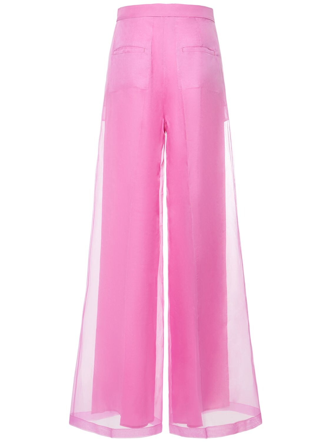 Shop Max Mara Calibri Silk Organza Wide Pants In Fuchsia