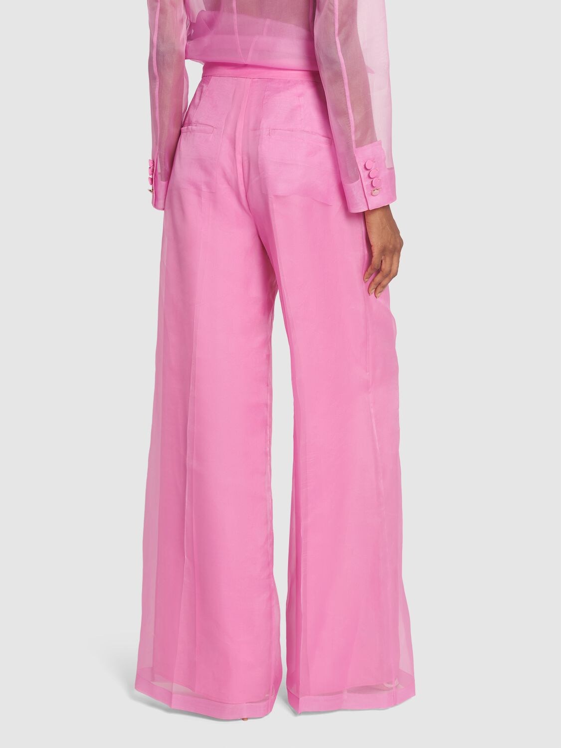 Shop Max Mara Calibri Silk Organza Wide Pants In Fuchsia