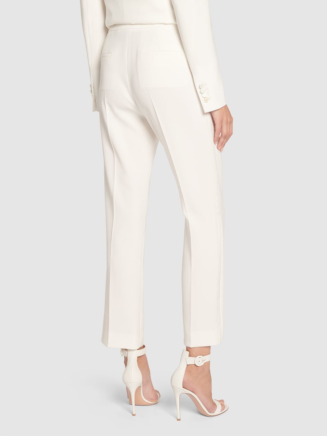 Shop Max Mara Idoneo Cady Straight Pants In White