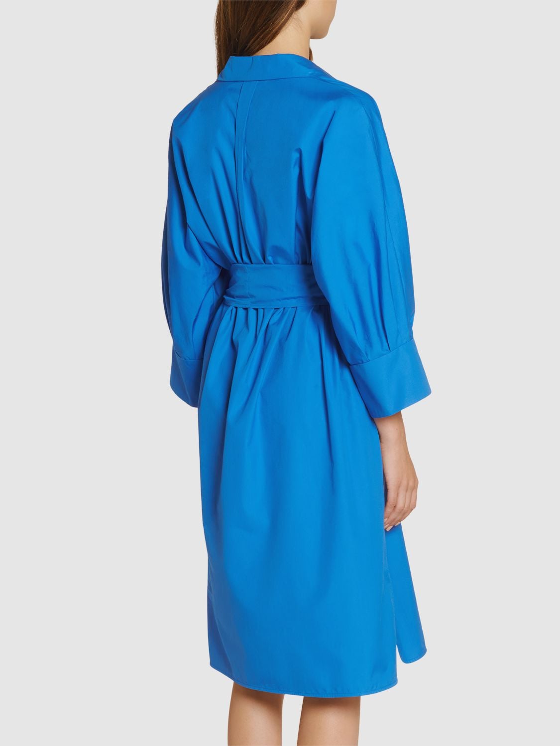 Shop 's Max Mara Tabata Poplin Belted Midi Shirt Dress In Blue