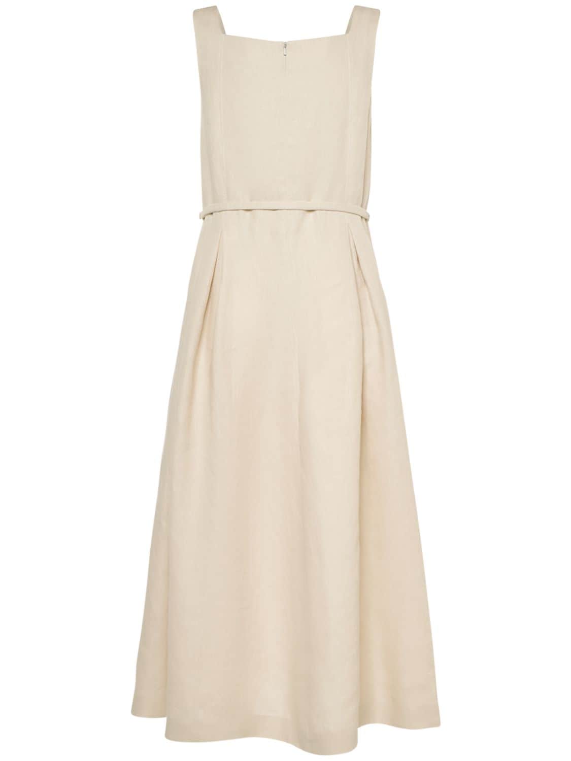 Shop 's Max Mara Cipro Linen Sleeveless Midi Dress In Light Beige