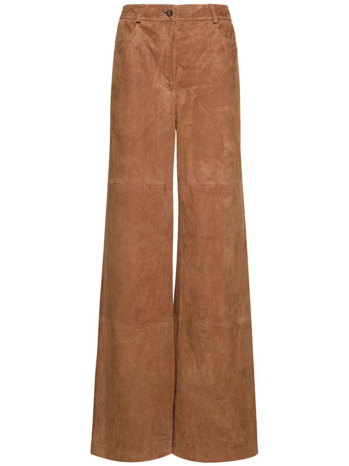 Image of Suede Leather High Rise Wide Pants