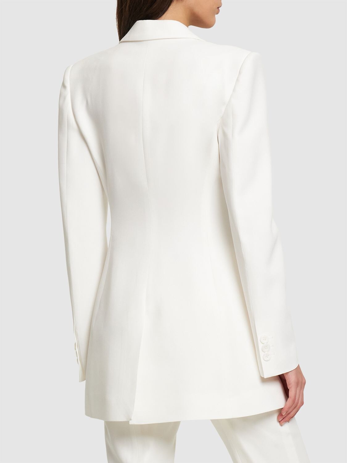 Shop Alberta Ferretti Fitted Envers Satin Jacket In White