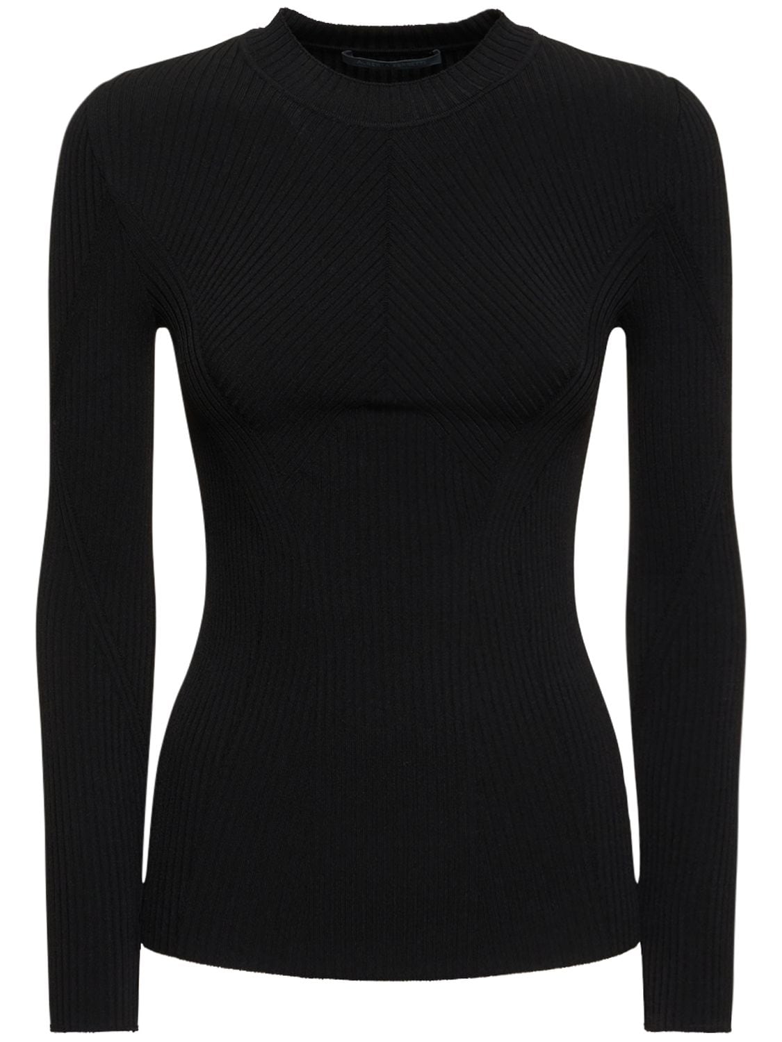 Alberta Ferretti Ribbed Stretch Viscose Sweater In 블랙