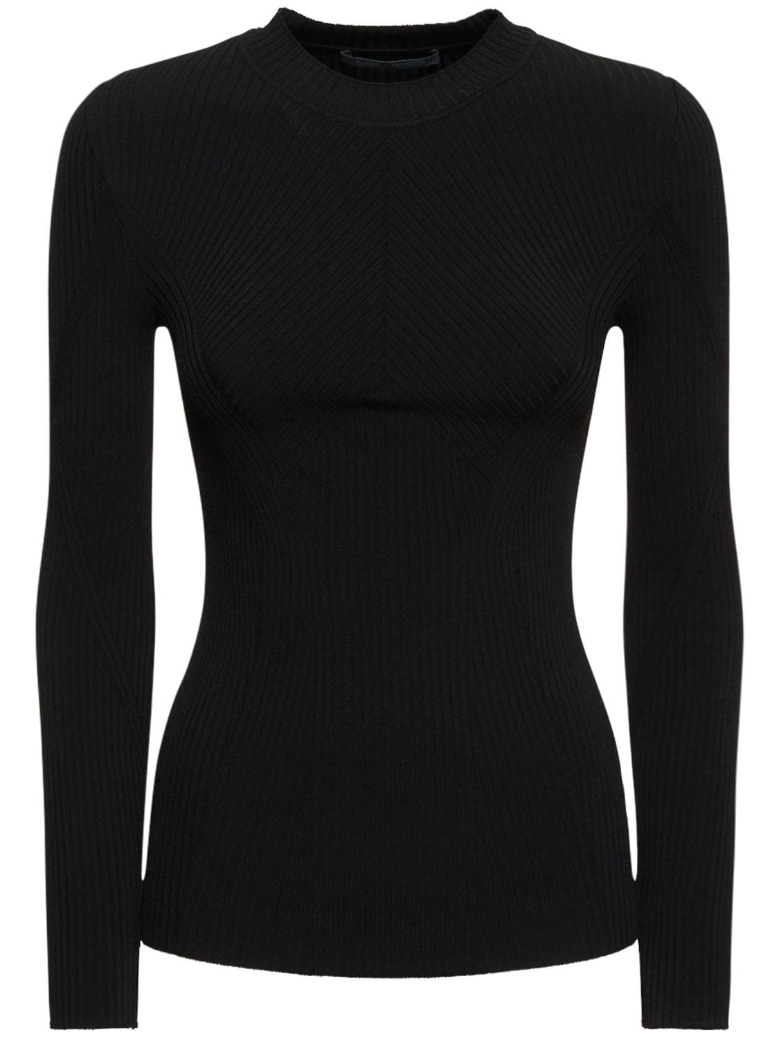 Image of Ribbed Stretch Viscose Sweater