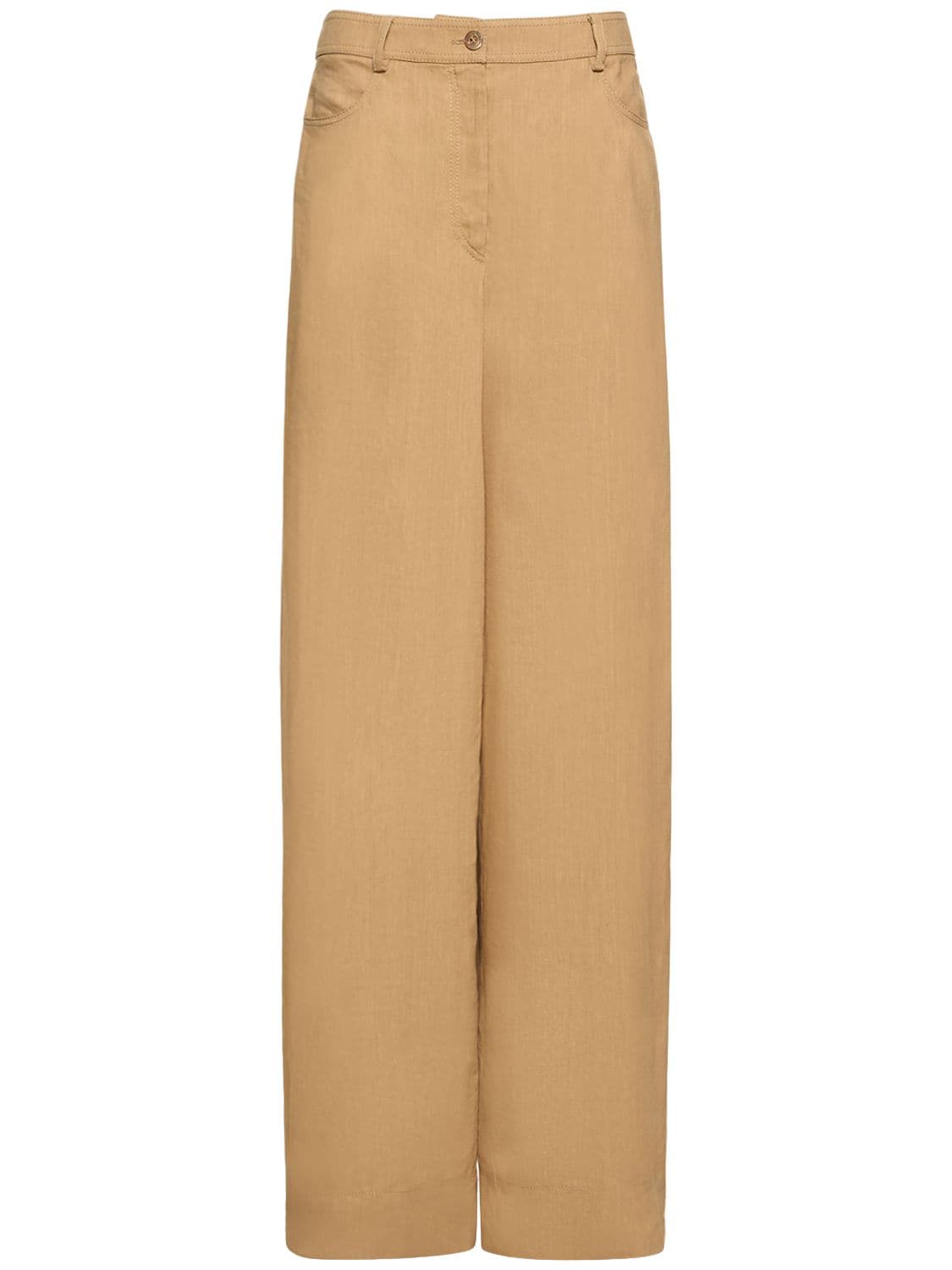 Image of High Rise Linen Blend Wide Pants