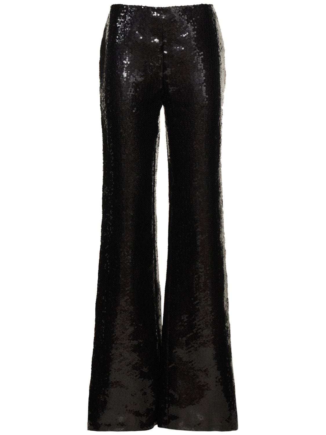 Alberta Ferretti Sequined High Rise Flared Pants In 블랙