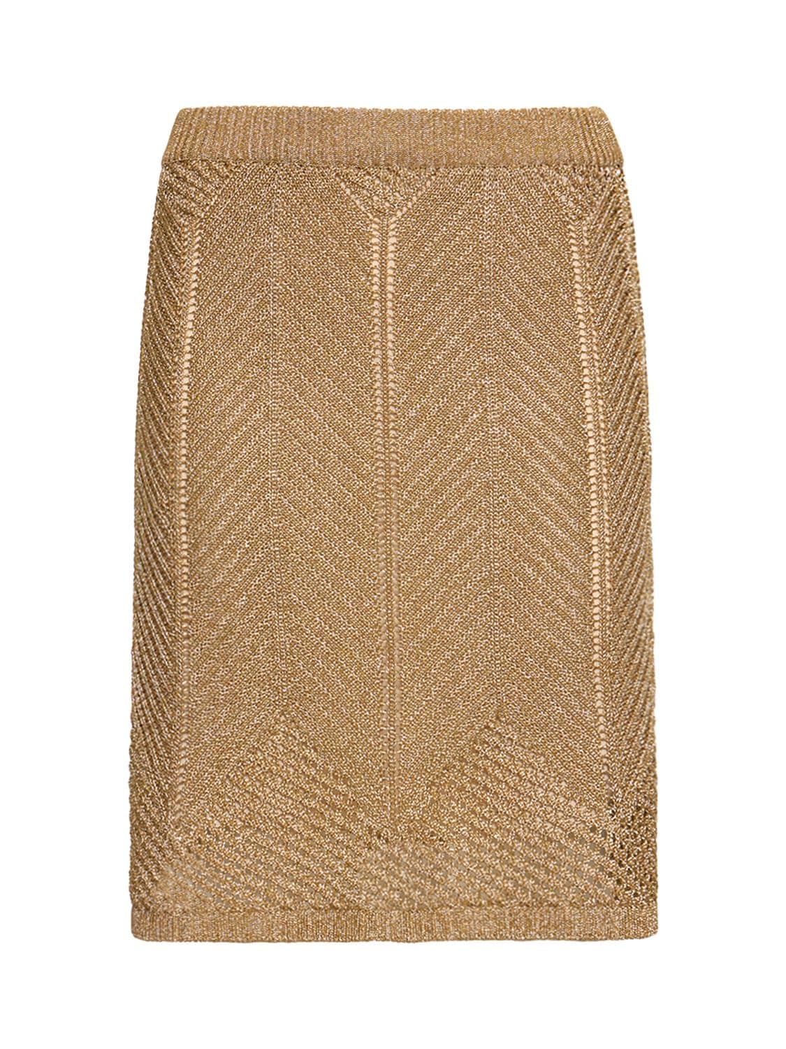 Image of Lamé Open Knit Mini Skirt
