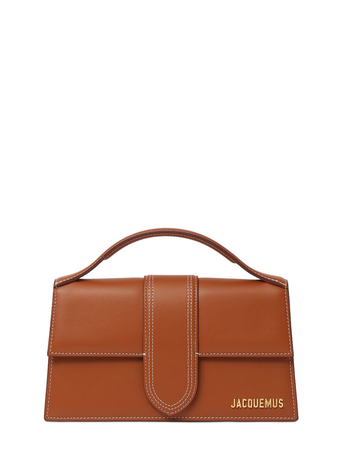 Shop Jacquemus Le Grand Bambino Smooth Leather Bag In Light Brown 2