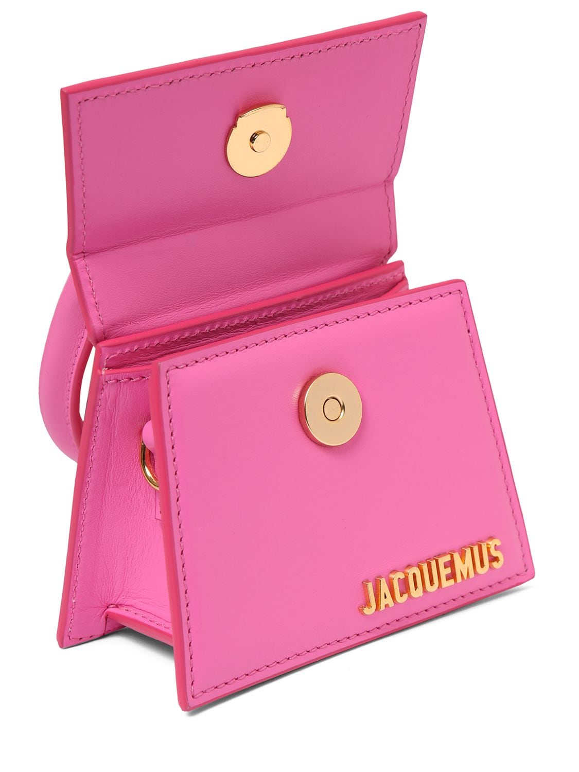 Jacquemus Porte Azur Leather Shoulder Card Holder In Pink