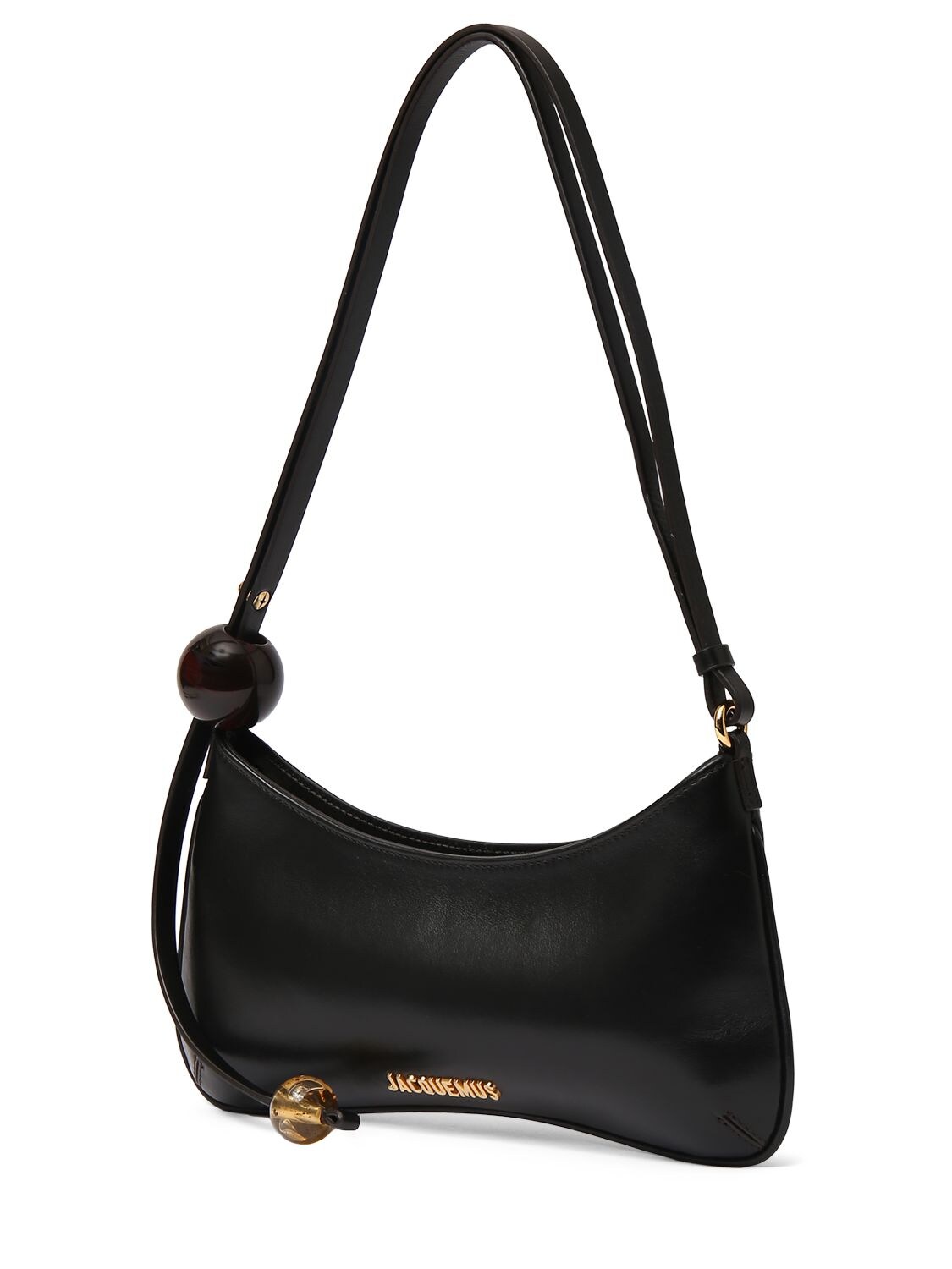 Shop Jacquemus Le Bisou Perle Smooth Leather Bag In Black