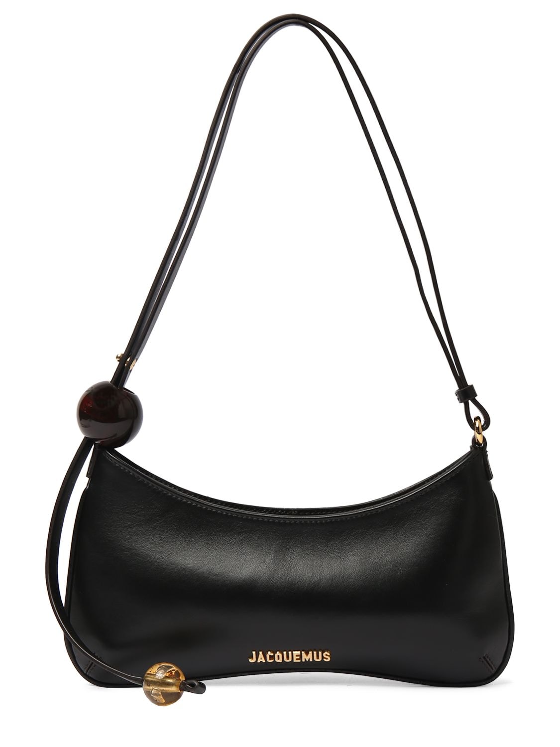 Shop Jacquemus Le Bisou Perle Smooth Leather Bag In Black