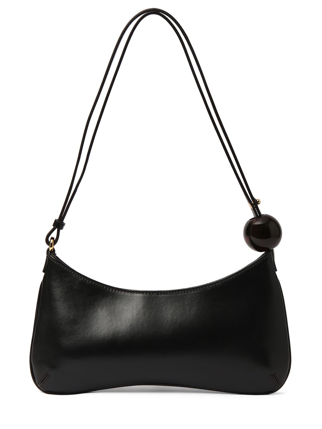Shop Jacquemus Le Bisou Perle Smooth Leather Bag In Black