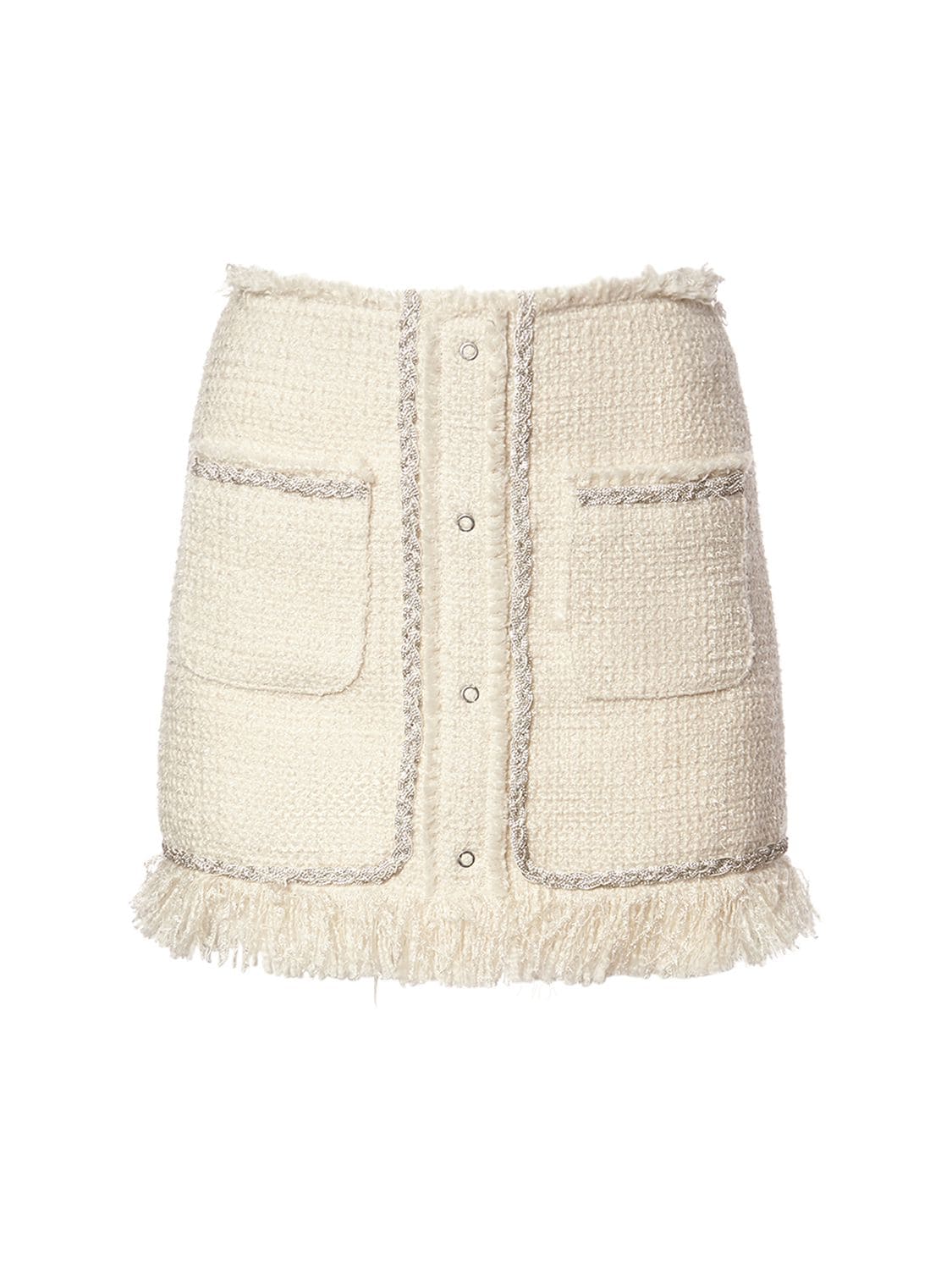 Giuseppe Di Morabito Embellished Bouclé Mini Skirt In Milk White