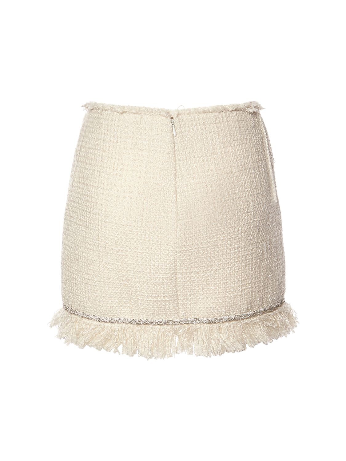 Shop Giuseppe Di Morabito Embellished Bouclé Mini Skirt In Milk White