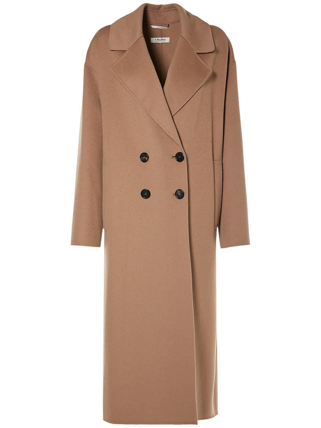 's Max Mara Holland Wool Double Breasted Long Coat In Camel