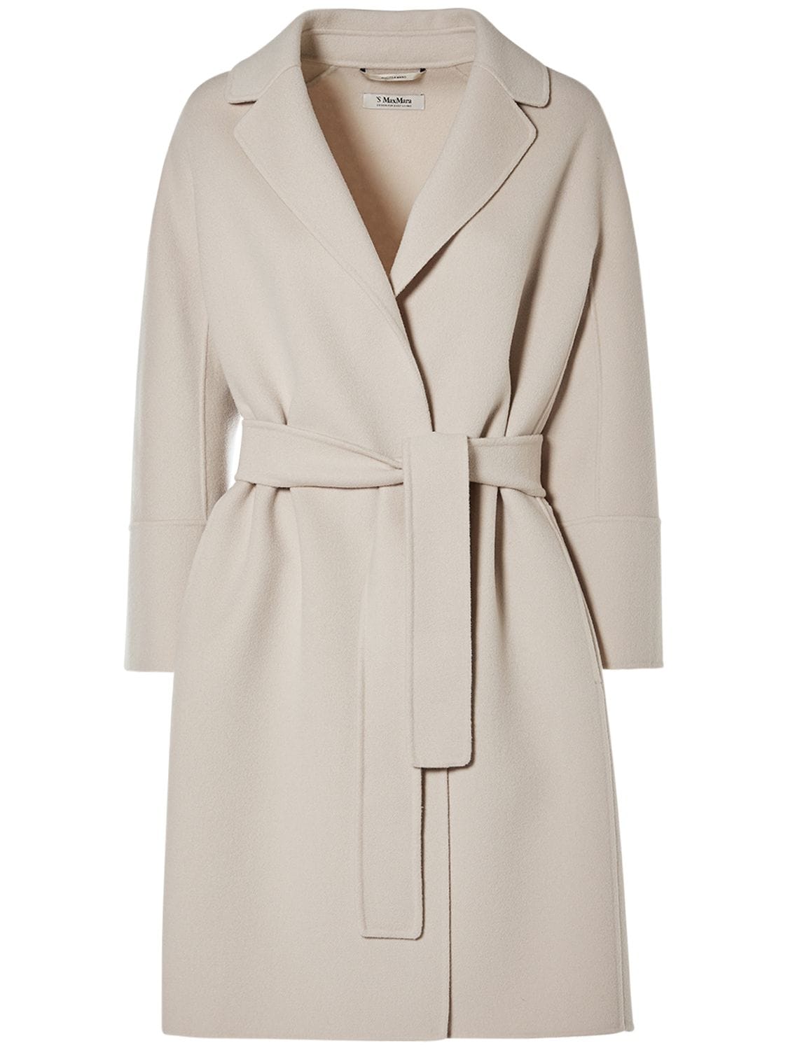 Shop 's Max Mara Arona Belted Wool Midi Coat In Ecru