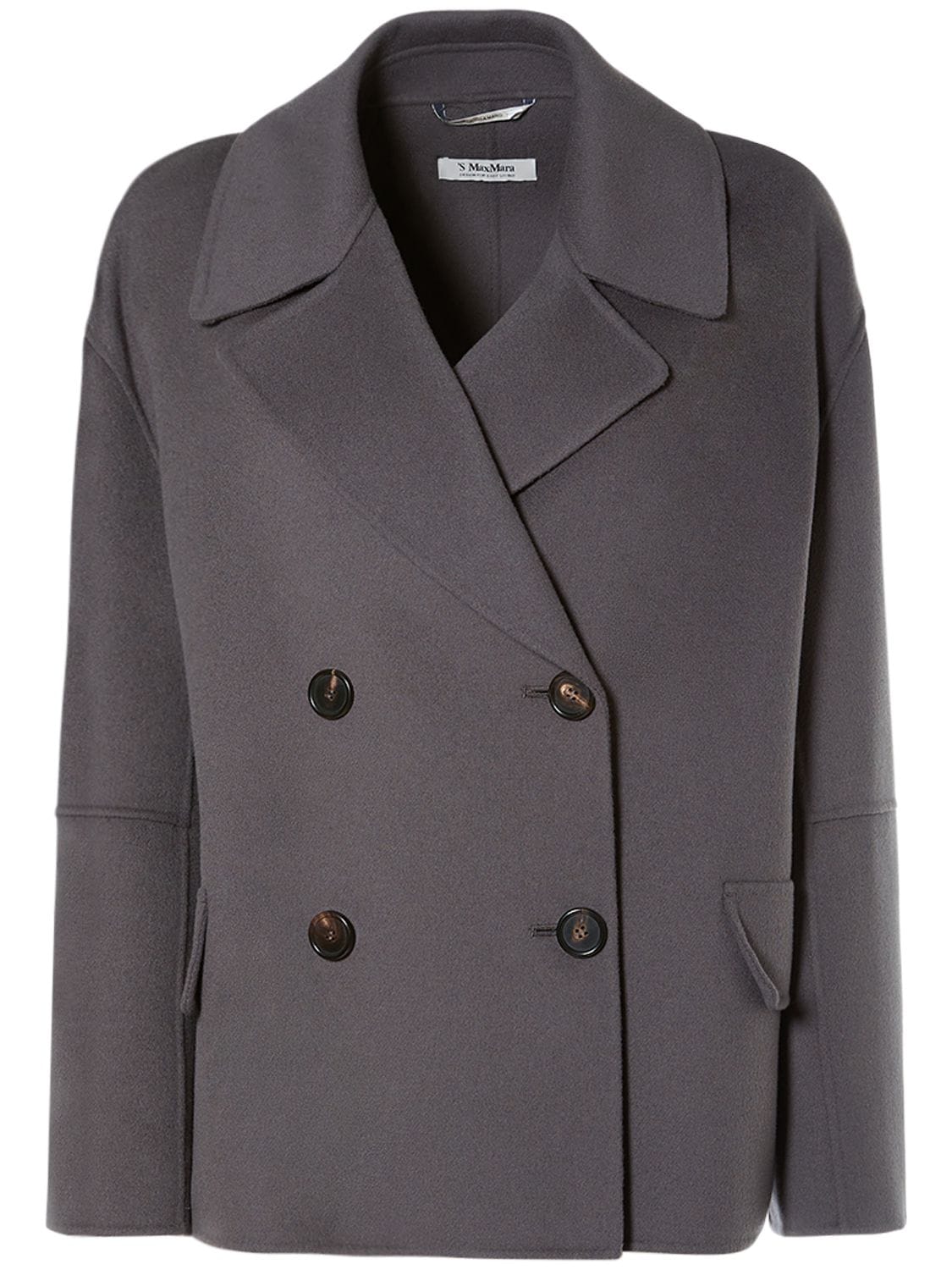 's Max Mara Cape Wool Double Breasted Jacket In Smoke