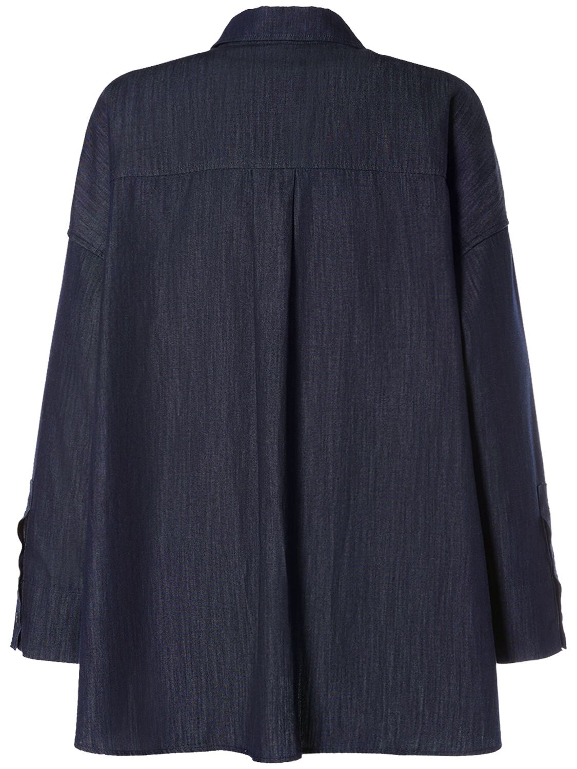 Shop 's Max Mara Dioniso Cotton Denim Effect Shirt In Dark Blue