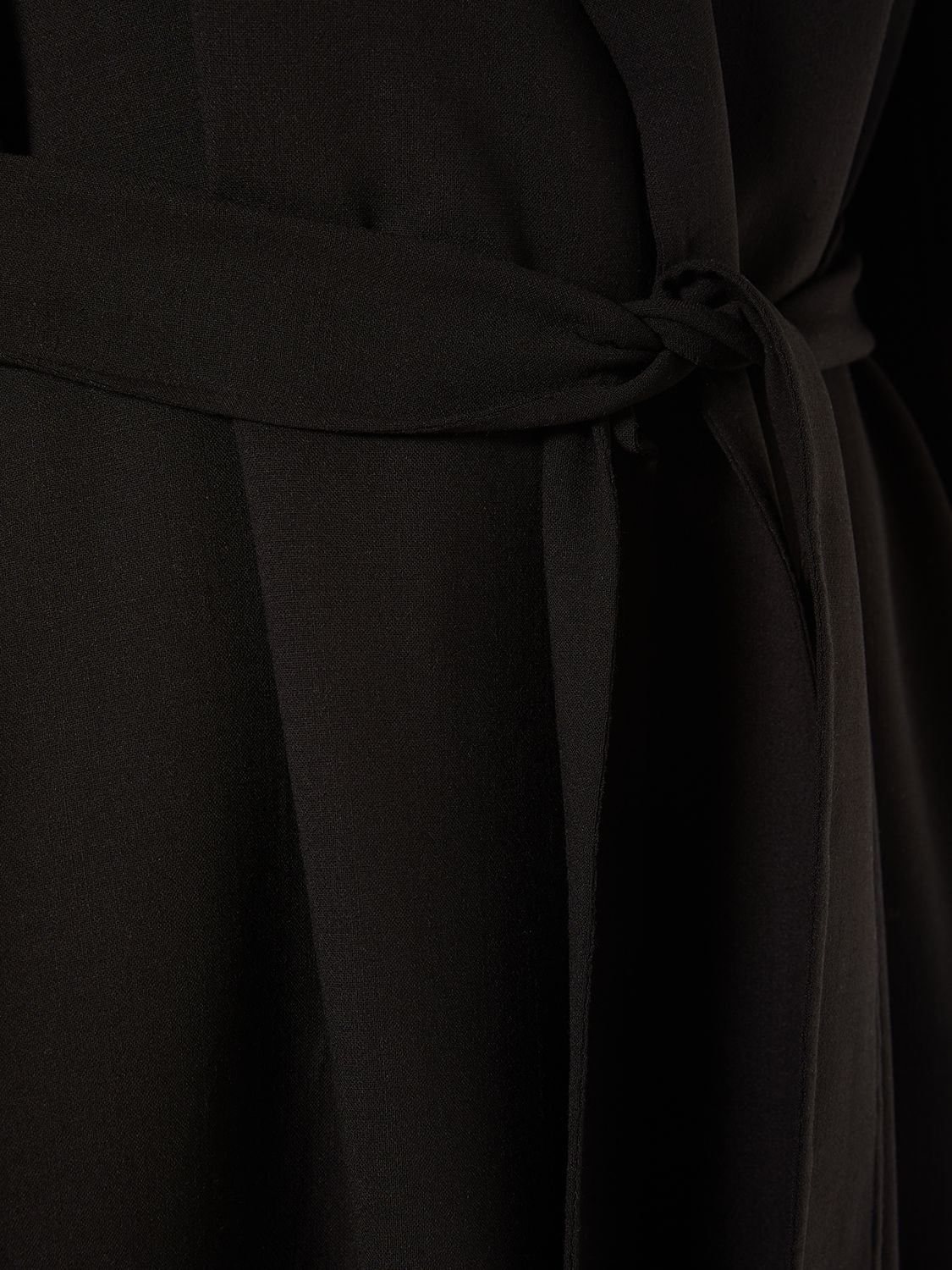 Shop 's Max Mara Ester Wool Crepe Midi Coat W/ Belt In Black