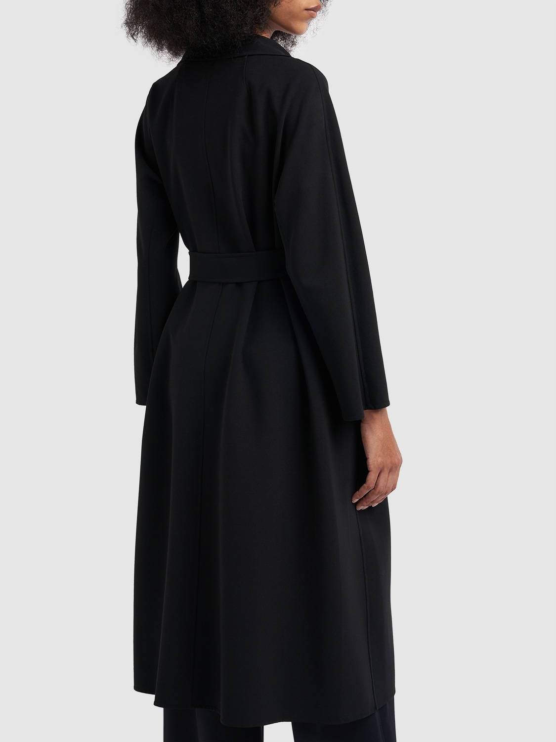 Shop 's Max Mara Ester Wool Crepe Midi Coat W/ Belt In Black