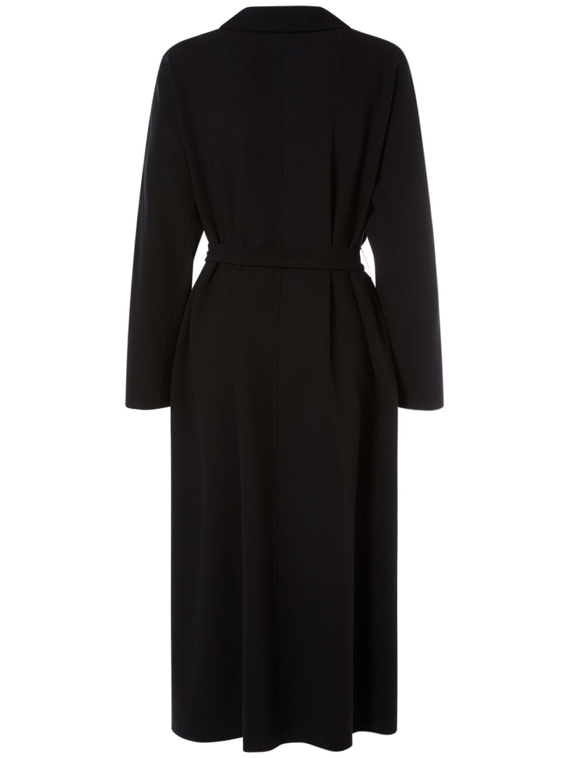 Shop 's Max Mara Ester Wool Crepe Midi Coat W/ Belt In Black