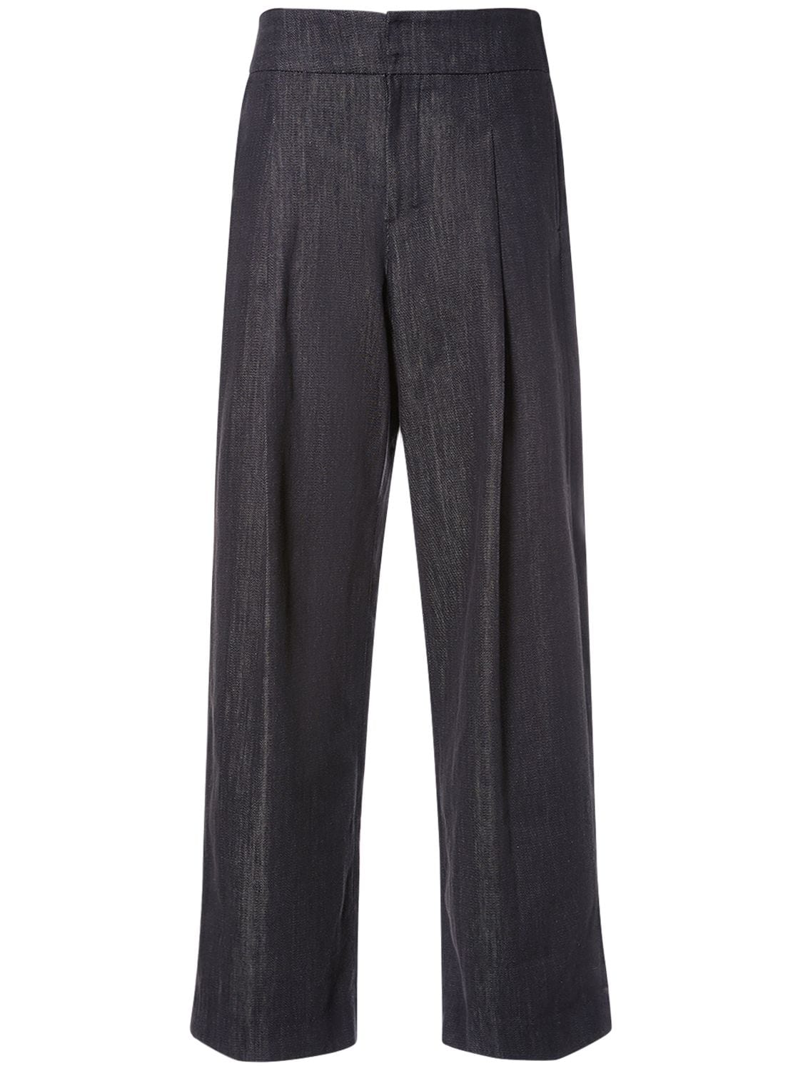 's Max Mara Athos Cotton Denim Effect Wide Trousers In Black