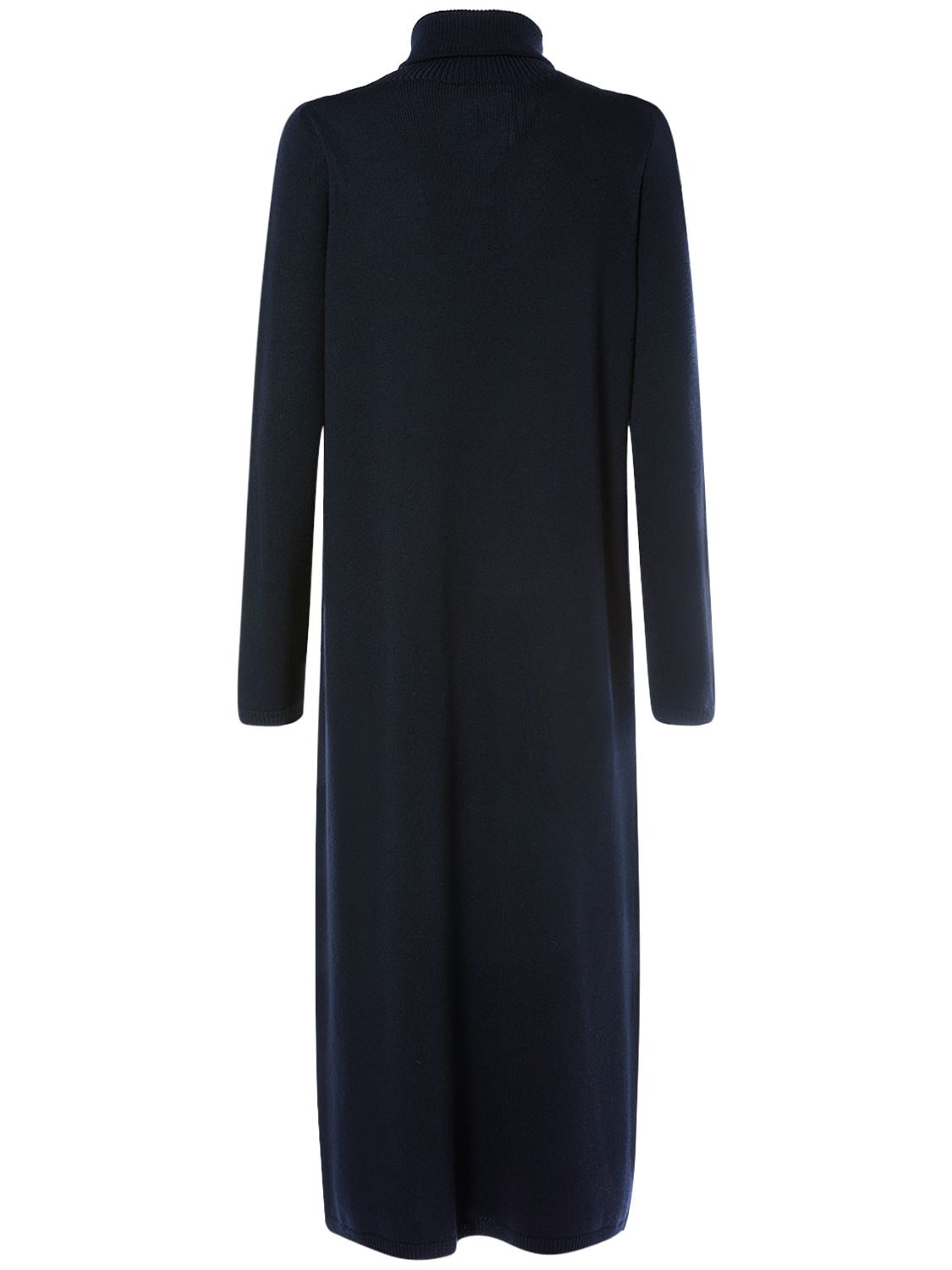 Shop 's Max Mara Brussel Wool Knit Turtleneck Midi Dress In Dark Blue
