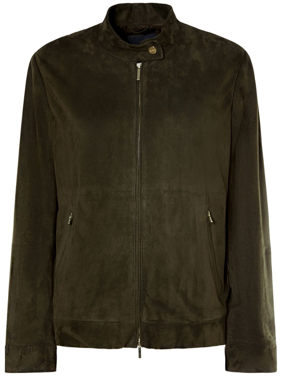 's Max Mara Jene Leather & Suede Biker Jacket In Dark Green