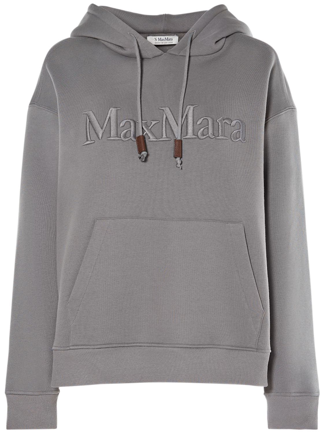 's Max Mara Agre Cotto Jersey Logo Hooded Sweatshirt In Grey