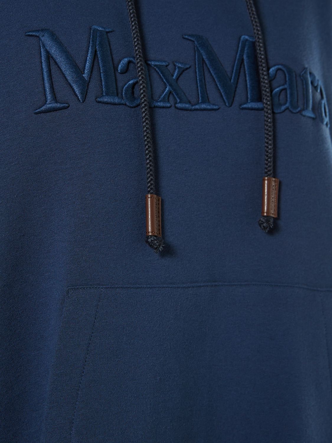 Shop 's Max Mara Agre Cotto Jersey Logo Hooded Sweatshirt In Blue