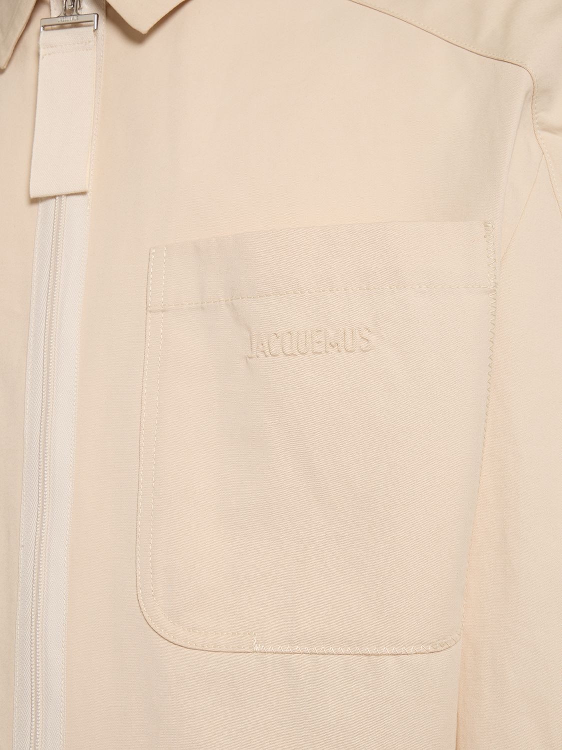 Shop Jacquemus Le Blouson Linu Cotton & Linen Jacket In Beige