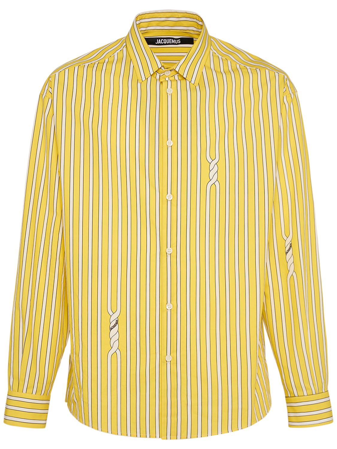 Jacquemus La Chemise Simon Viscose Shirt In Yellow Striped