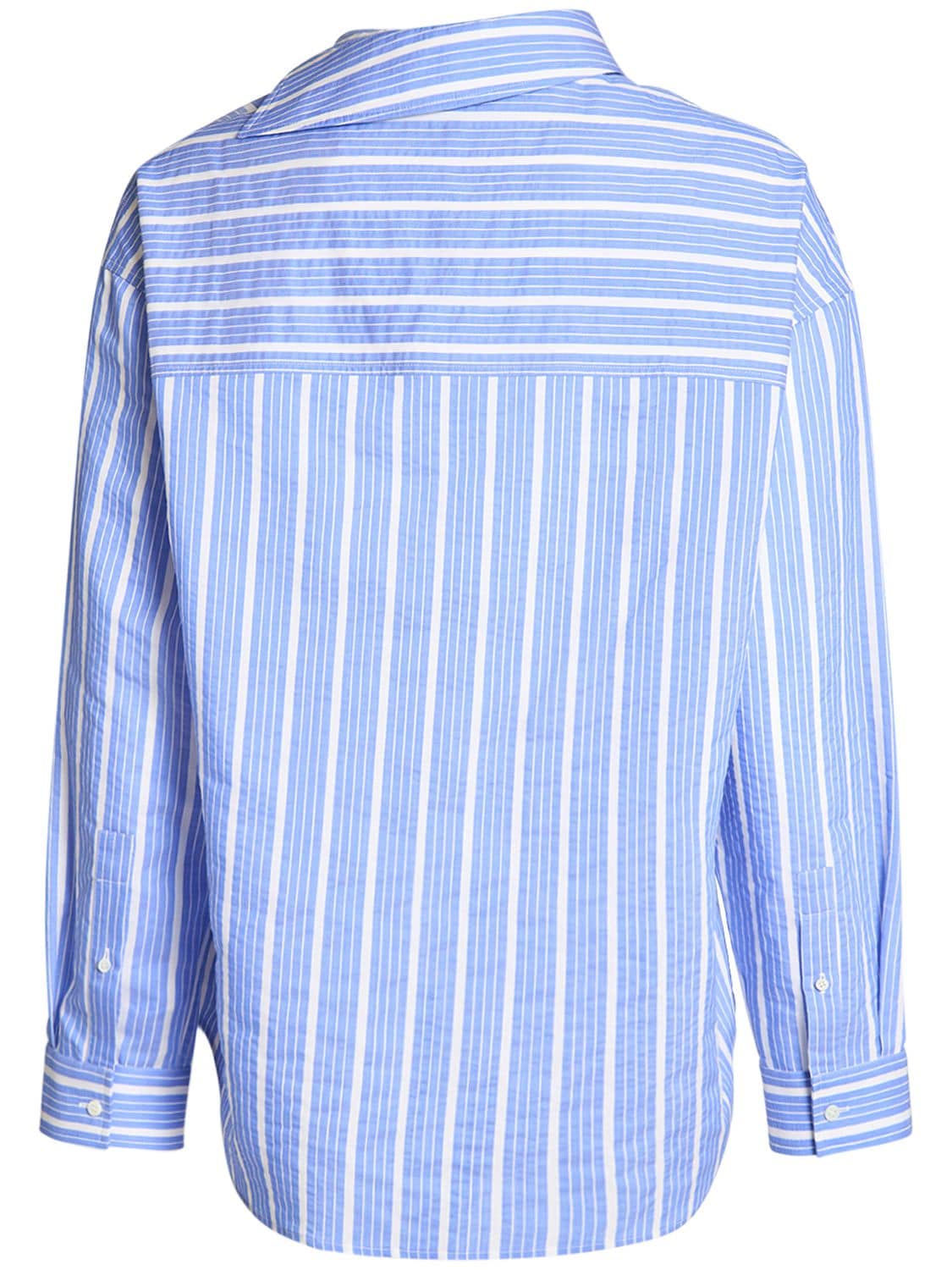 Shop Jacquemus La Chemise Cuadro Silk Blend Shirt In Blue,white