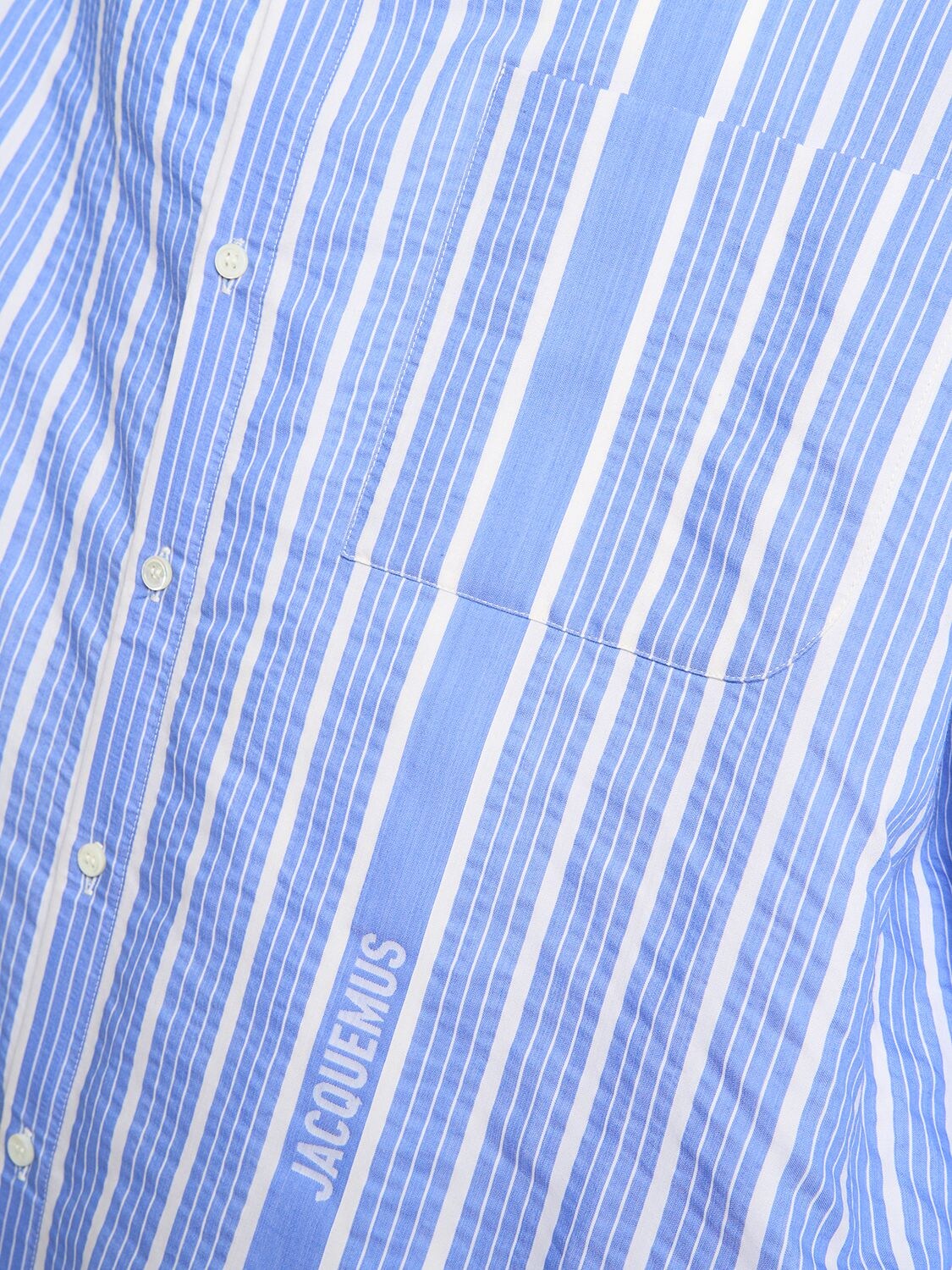 Shop Jacquemus La Chemise Cuadro Silk Blend Shirt In Blue,white