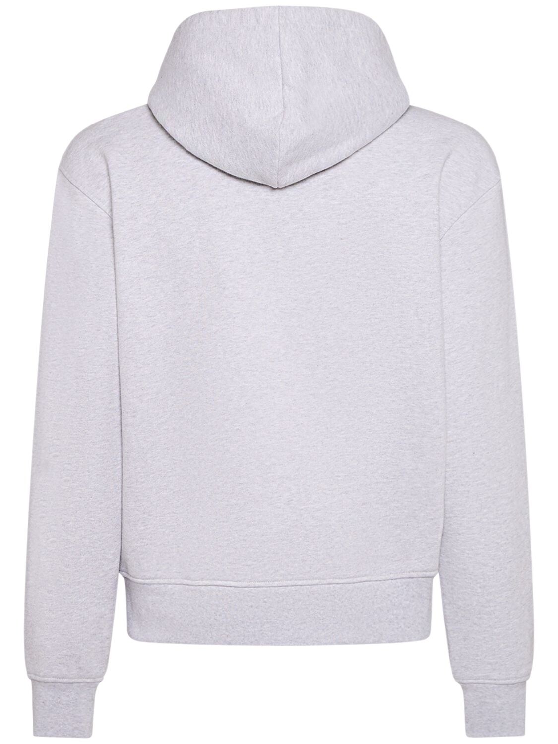 Shop Jacquemus Le Sweatshirt Brode Cotton Hoodie In Grey