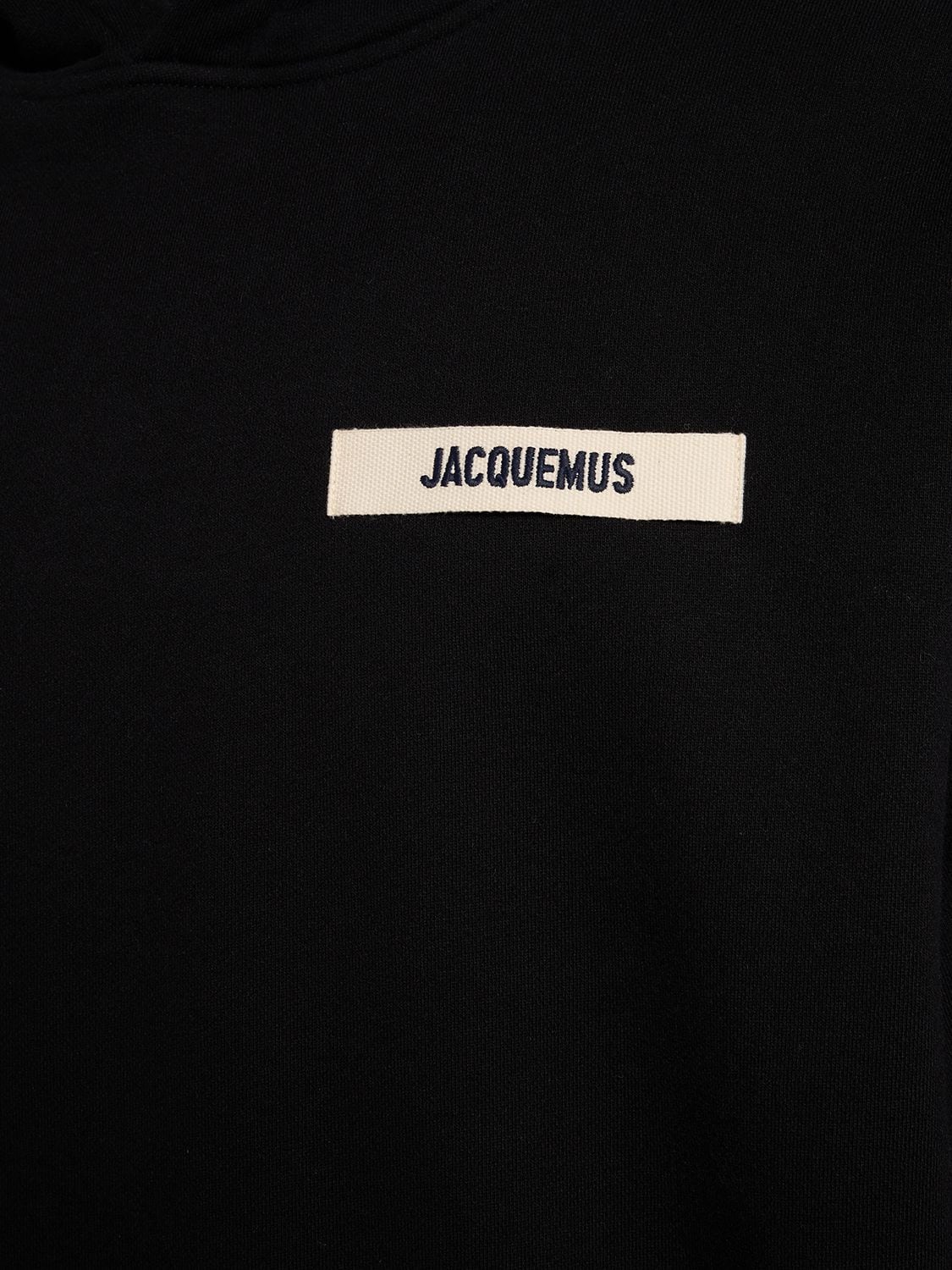 Shop Jacquemus Le Hoodie Gros Grain Cotton Sweatshirt In Black