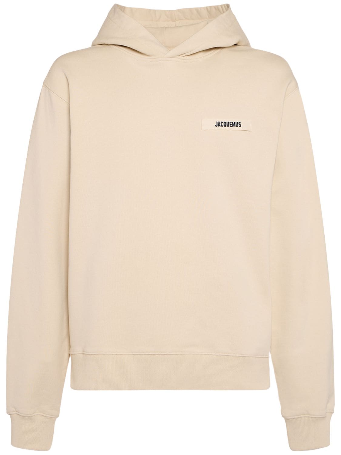 Shop Jacquemus Le Hoodie Gros Grain Cotton Sweatshirt In Beige