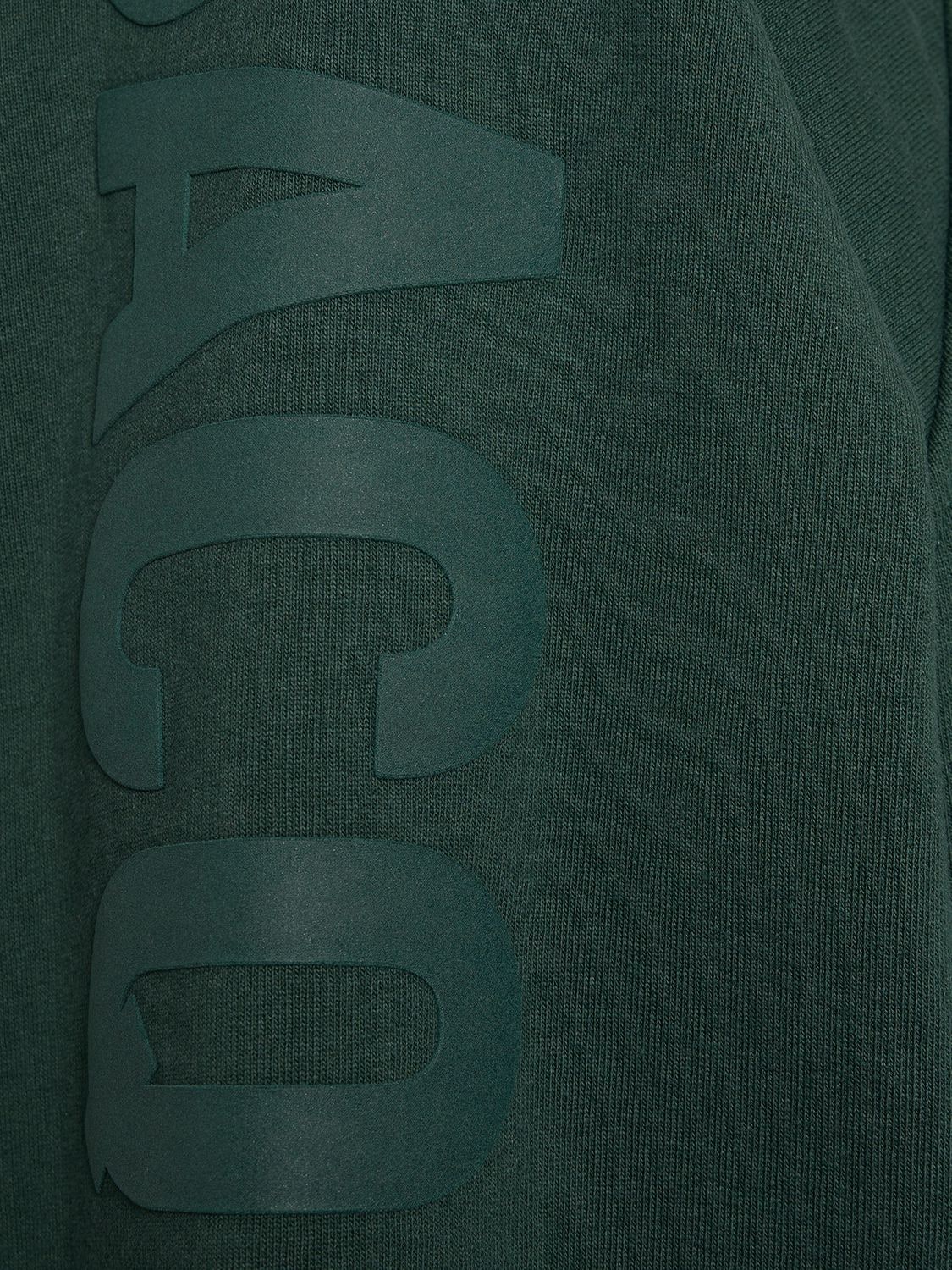 Shop Jacquemus Le Hoodie Typo Cotton Sweatshirt In Dark Green