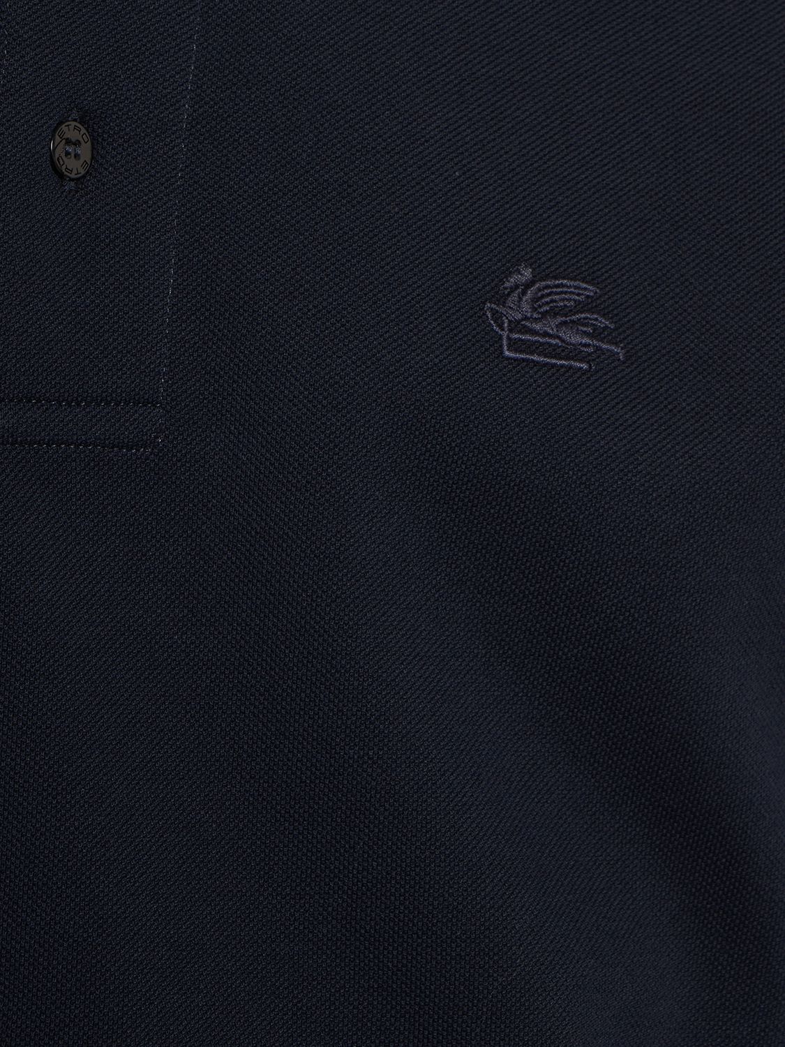 Shop Etro Logo Cotton Polo In Navy
